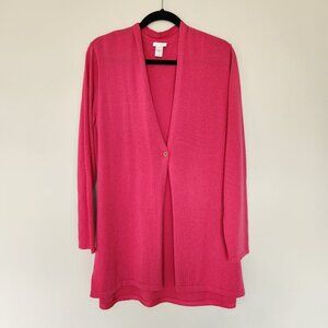J Jill Cardigan Womens XL Wool Blend Pink 1-Button Long Lightweight